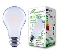 greenandco LED Filament Bulb | Frosted | E27 A60 | 7.2W 1521lm | Replaces 100W | 6500K Cool White | 320° | 230V | Flicker Free | Energy Class A | Non-Dimmable