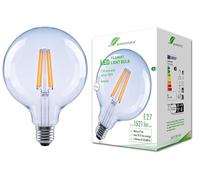 greenandco LED Filament Bulb | Transparent | Dimmable | E27 G125 | 7.2W 1521lm | Replaces 100W | 3000K Warm White | 320° | 230V | Flicker Free | Energy Class A
