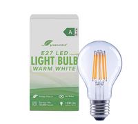 greenandco LED Filament Light Bulb | Clear | E27 A60 | 7.2W 1521lm | Replaces 100W | 3000K Warm White | 320° | 230V | Flicker Free | Energy Class A | Non-dimmable