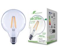 greenandco LED Filament Light Bulb | Clear | E27 G95 | 5W 1055lm | Replaces 75W | 2700K Warm White | 320° | 230V | Flicker Free | Energy Class A | Non-dimmable