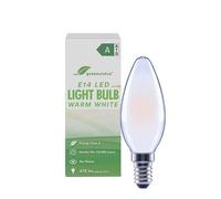 greenandco LED Filament Light Bulb | Frosted | E14 C35 | 2.2W 470lm | Replaces 40W | 2700K Warm White | 320° | 230V | Flicker Free | Energy Class A | Non-dimmable