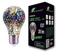 greenandco® LED Light Bulb with 3D Fireworks Effect for Decorative Mood Lighting E27 A60 4W 80lm 230V Flicker Free, not dimmable