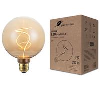 greenandco Vintage Design LED Bulb Dimmable for Mood Lighting | E27 G125 | 4.9W 200lm | 1800K (Very Warm White) | 320° | 230V | Amber | No Flicker