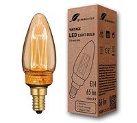 greenandco Vintage Design LED Bulb for Mood Lighting | E14 C35 | Amber | 2W 65lm | 1800K Extra Warm White | 320° | 230V | Flicker-Free | Non-dimmable | Edison Bulb