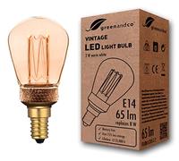 greenandco Vintage Design LED Bulb for Mood Lighting | E14 ST45 | Amber | 2W 65lm | 1800K Extra Warm White | 320° | 230V | Flicker-Free | Non-dimmable | Edison Bulb