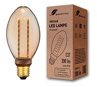 greenandco Vintage Design LED Bulb for Mood Lighting | E27 B75 | Amber | 4W 200lm | 1800K Extra Warm White | 320° | 230V | Flicker-Free | Non-dimmable | Edison Bulb