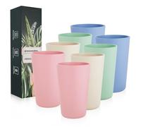 greenandlife 16oz/710ml Reusable Drinking Cups, 8 Pack Plastic Tumblers for Adults, Unbreakable Coffee Mug for Camping, Party, Travel, RV, Dishwasher and Microwave Safe