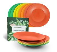 greenandlife 8 Pcs Dinner Plates - 10 inch Reusable Plastic, Dishwasher & Microwave Safe PP, Lightweight & Unbreakable, BPA Free for Kids, Children, Toddler & Adult 25.5cm