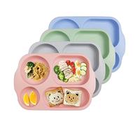 greenandlife Unbreakable Plastic Dinner Plates, Portion Control Plates with 5 compartments, 4Pcs Reusable Divided Plate Set, Microwave and Dishwasher Safe, Lightweight Picnic Plate for Adult Kids
