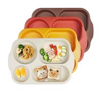greenandlife Unbreakable Plastic Dinner Plates, Portion Control Plates with 5 compartments, 4Pcs Reusable Divided Plate Set, Microwave and Dishwasher Safe, Lightweight Picnic Plate for Adult Kids