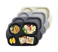 greenandlife Unbreakable Plastic Dinner Plates, Portion Control Plates with 5 compartments, 4Pcs Reusable Divided Plate Set, Microwave and Dishwasher Safe, Lightweight Picnic Plate for Adult Kids