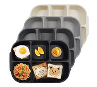 greenandlife Unbreakable Plastic Dinner Plates, Portion Control Plates with 5 compartments, 4Pcs Reusable Divided Plate Set, Microwave and Dishwasher Safe, Lightweight Picnic Plate for Adult Kids