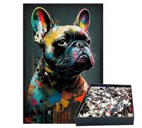 GreenAnoo Adult Puzzle 1000 Pieces Animal Popart - French Bulldog Dog - Wall Decoration - Frame 50 x 75 cm - Premium Quality FSC Cardboard 2 mm