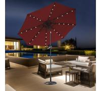 Greenbay 2.7M Garden Parasol Tilting Round Umbrella LED Lights Outdoor Sunshade Wine Red