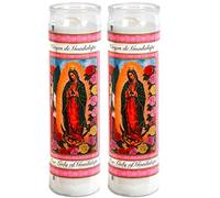 Greenbier Prayer Candles - Lady of Guadalupe Candle (2 Pc) Great for Sanctuary Vigils and Prayers - Unscented Glass Candle Set - Jar Candles - Devotional Spiritual Religious Church Cemeteries