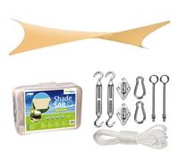 GreenBlue 5x5m Square UV Sun Shade Sail Cream + Steel Fixings Set