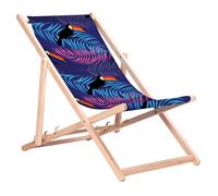 GreenBlue GB183 Beech Wood Deck Chair Tukan Print Foldable 3-Position 110kg