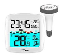 GreenBlue GB216 Pool Thermometer with Wireless Weather Station 60m Range Floating Sensor Temperature Time Calendar DCF