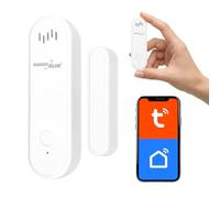 GreenBlue GB478 Wireless Door and Window Sensor with Siren 80dB Magnetic Contact Notifications Opening Detection Automatic Schedules Battery Powered White