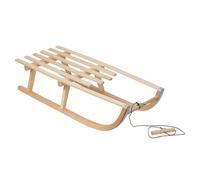 GreenBlue Natural Wood Sledge Snow Fun Sledge Whole Wood Version Or With Fabric Upholstery + Pulling Rope + Skids With Metal Plate (Wooden sled, classic)