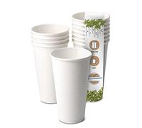 GREENBOX Pack of 50 White Paper Cups 500 ml / 20 oz Diameter 90 mm Eco-Friendly, Recyclable & Simple Coffee Cups to Go, White