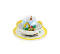 GREENBOX Porcelain Crockery Set - Breakfast Set, 3-Piece - Dishwasher Safe - Cup, Plate, Bowl Set with Digger Picture