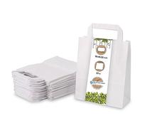 GREENBOX White Paper Bags with Handle, Environmentally Friendly Paper Bag Made of Kraft Paper, Gift Bag Biodegradable, Compostable Bags, 25 x White Paper Carrier Bags with Handle 18 x 8 x 22 cm