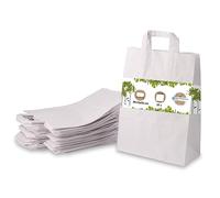 GREENBOX White Paper Bags with Handle, Environmentally Friendly Paper Bag Made of Kraft Paper, Gift Bag Biodegradable, Compostable Bags, 25 x White Paper Carrier Bags with Handle 26 x 12 x 35 cm