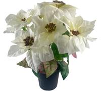 GreenBrokers 18"/46Cm Artificial Decorative White Poinsettia Flower In Pot