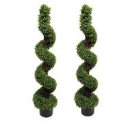 Greenbrokers 2 X Artificial Boxwood Spiral Trees 120Cm/4Ft