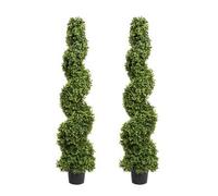 Greenbrokers 2 X Artificial Premium Spiral Boxwood Trees 120Cm/4Ft