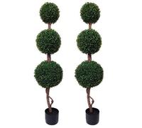 Greenbrokers 2 X Artificial Triple Ball Topiary Trees 120Cm/4Ft