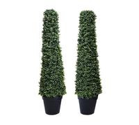 GreenBrokers Artificial Boxwood Topiary Cone Shaped Tree (Set of 2) 100cm