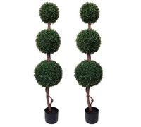 Greenbrokers Artificial Boxwood Triple Ball Topiary Trees 120Cm / 4 Ft