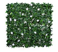 GreenBrokers Artificial Green Wall Hedge With Dark Leaf Foliage And White Flowers (Pack Of 4) -Uv Stable Vertical Garden