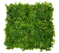 GreenBrokers Artificial Green Wall Hedge With Mixed Leaf Foliage And Yellow/white Flowers (1M X 1M) - Uv Stable Vertical Garden (Pack Of 4)