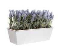 Greenbrokers Artificial Lavender In White Tin Planter (Window Box) 45Cm