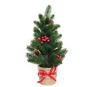 GreenBrokers Artificial Mini Pine Christmas Tree with LED Lights in Pot 43cm/17in, Green