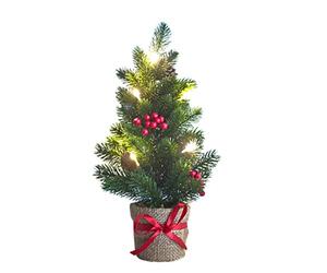 GreenBrokers Artificial Mini Pine Christmas Tree with LED Lights in Pot 43cm/17in Green