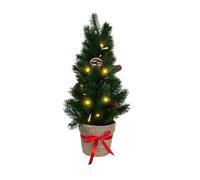 GreenBrokers Artificial Mini Pine Christmas Tree with LED Lights in Pot 50cm/20in, Green