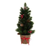 GreenBrokers Artificial Mini Pine Green Christmas Tree with LED lights in Pot 50cm/20 in