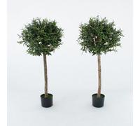 GreenBrokers Artificial Olive Trees (Set Of 2) With Real Wood Trunk, Premium Quality Natural Appearance, 4Ft/120 Cm