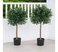 GreenBrokers Artificial Olive Trees (Set Of 2) With Real Wood Trunk, Premium Quality Natural Appearance, 3Ft/90 Cm