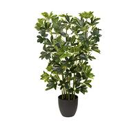 GreenBrokers Artificial Real Schefflera Umbrella Plant in Black Pot 95cm
