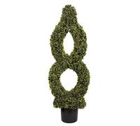 GreenBrokers Artificial Single Twist Boxwood Topiary Tree 4ft/120cm, Wood, Green, 4ft