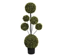 GreenBrokers Artificial Six Sphere Boxwood Topiary Tree 4ft/120cm, Wood, Green, 4ft