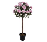 Greenbrokers Artificial Soft Pink Rose Tree 25 Flowers 90Cm/3Ft, Faux Silk