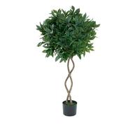 Greenbrokers Artificial Twisted Bay, Topiary Faux Tree, Premium Quality Wood Effect Trunk and Natural Appearance Leaves and Brown Berries, UV Protected, Indoor and Outdoor Use, Green, 4ft (120cm)