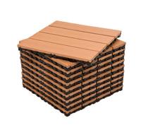 GreenBrokers Pack Of 10 - Dekco Composite Wood Plastic Teak Decking Interlocking Tiles With Woodgrain Effect 30Cm X 30Cm