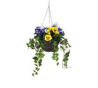 GreenBrokers Pansy with Ivy Vine in Hanging Basket (Anti-UV)(25cm diameter basket) Yellow & Purple